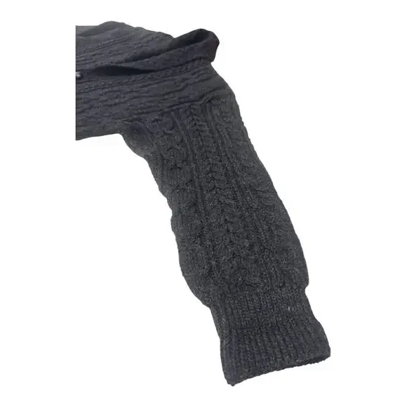 Aran Crafts Women's Gray Irish Wool Cable Knit Shawl Collar Cardigan Casual - Picture 5 of 7